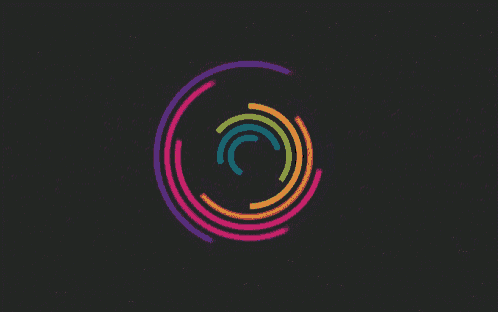 a colorful rainbow on a dark background with a circle in the middle