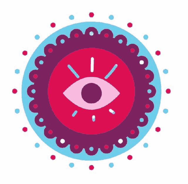a colorful circle with a eye in the center
