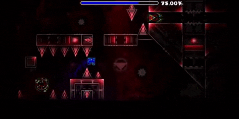 a video game is being played in a dark room with a blue bar showing the score .