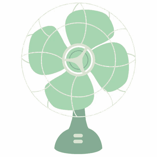 an illustration of a green fan with two buttons on the bottom