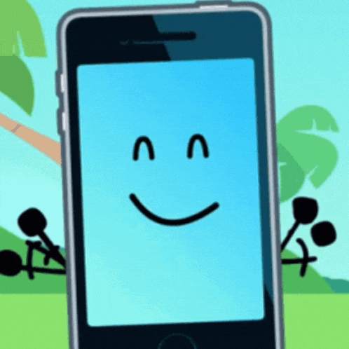 a cell phone with a smiling face on it
