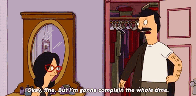 bob 's burgers bob is talking to a woman in front of a mirror