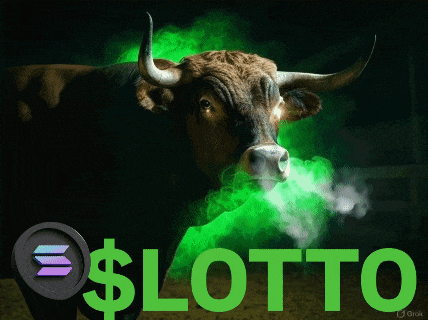 a bull with green smoke coming out of its nose and the word lotto written below it