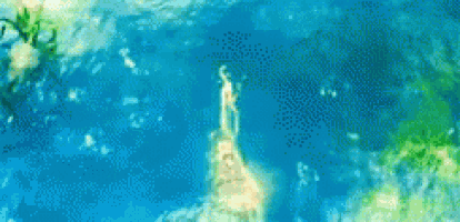 an aerial view of the earth from space with a statue of liberty in the foreground .