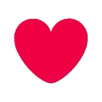 a red heart is sitting on a white background .