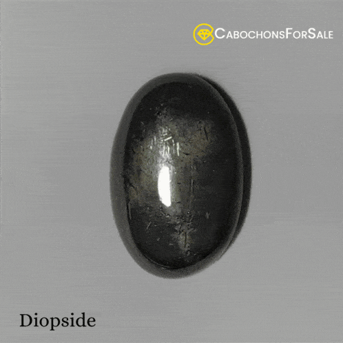 a cabochon for sale with the word diopside on the bottom