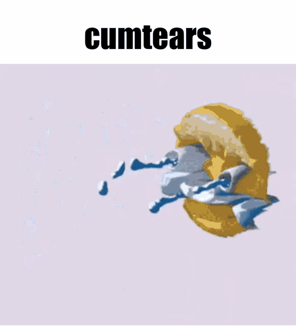 a picture of a donut being smashed with the words cumtears below it