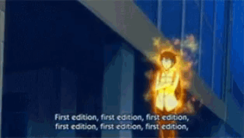 a cartoon character with the words first edition first edition first edition first edition first edition first edition