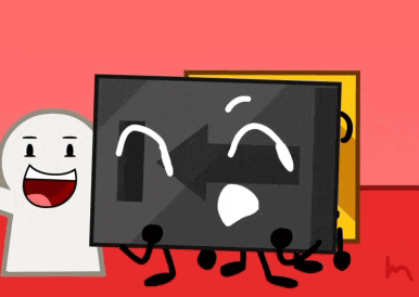 a cartoon drawing of a ghost and a black object with a face