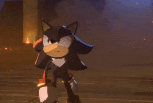 shadow the hedgehog and blaze the rabbit are standing next to each other in a dark room