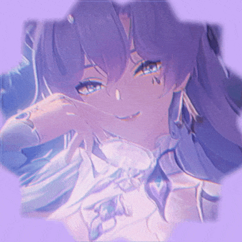a picture of a girl with purple hair and a tattoo on her face