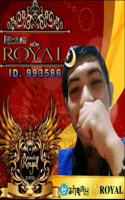 a man covering his mouth in front of a family royal badge