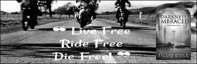 a black and white photo of people riding motorcycles with the words live free ride free die free