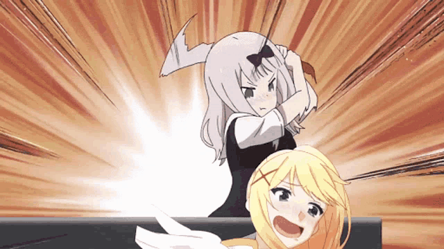 a cartoon of a girl with a bow on her head