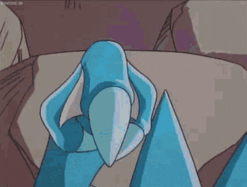 a cartoon character with a blue light coming out of it
