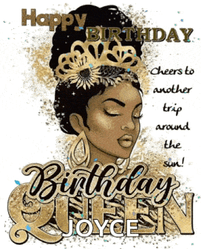 a happy birthday queen greeting card with a woman wearing a crown .