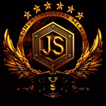 a red emblem with the letter js in the center