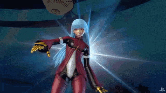 a video game character with a playstation logo on the bottom left