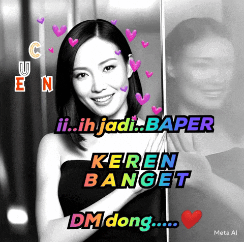 a black and white photo of a woman with the words " keren banget " on the bottom