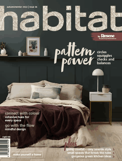 the cover of the habitat magazine shows a bedroom
