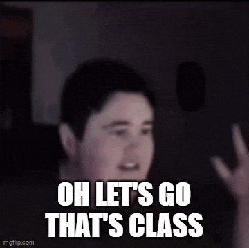 a blurred image of a man with the words oh let 's go that 's class