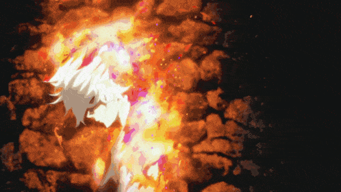 a drawing of a person surrounded by fire