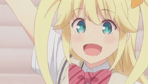 a girl with blonde hair and blue eyes is wearing a pink and white striped bow tie