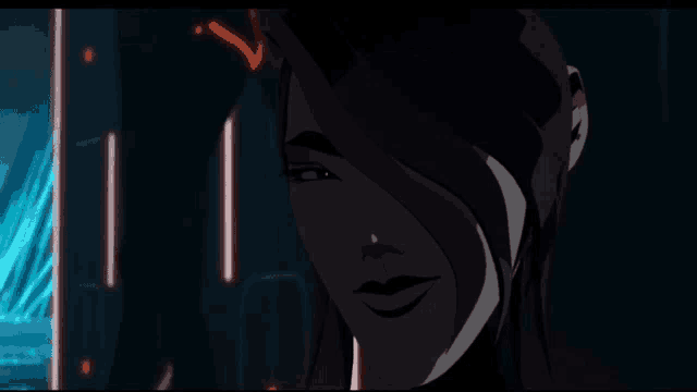 a close up of a woman 's face with a red arrow pointing to the right