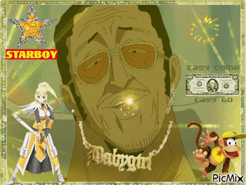 a man with a necklace that says babygirl on it