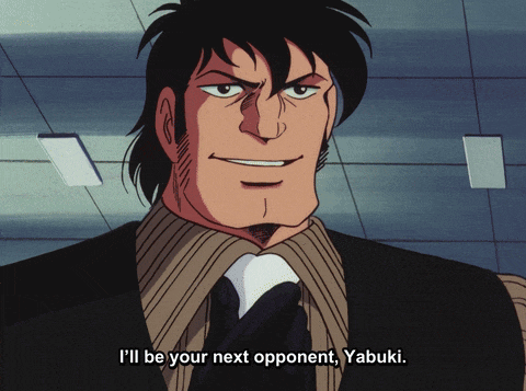 a man in a suit and tie is saying i 'll be your next opponent yabuki