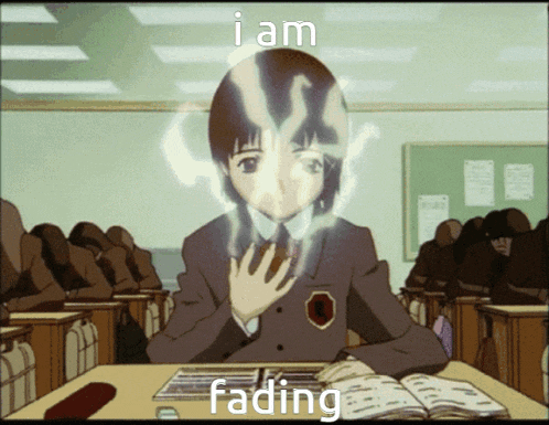 a cartoon of a girl in a classroom with the words i am fading