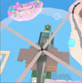 a helicopter is flying over a body of water in a game