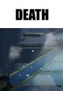 a blurred image of a plane with the words `` death '' written above it .