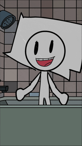 a cartoon of a stick figure taking a shower in a bathtub