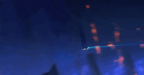 a person is flying through the air in a dark room