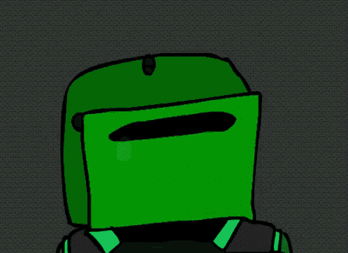 a cartoon drawing of a green robot with a tear coming out of his mouth