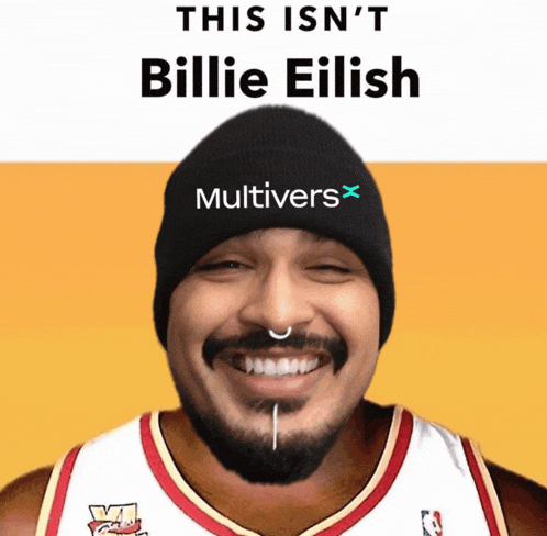 a man with a beard wearing a hat that says multivers on it