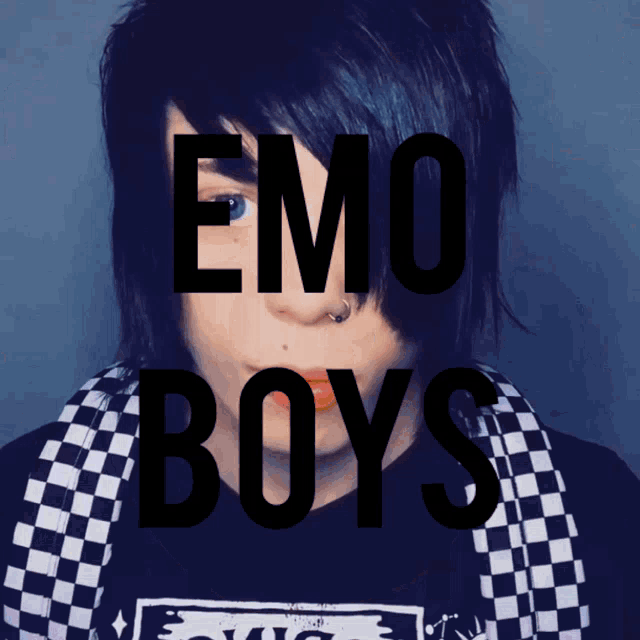 a picture of an emo boy with the words emo boys written above him