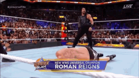 roman reigns is the new wwe universal champion in the ring