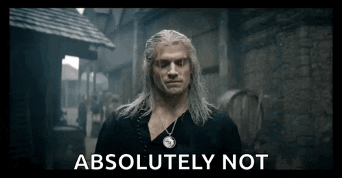 a man with long hair is standing in front of a building and a sign that says `` absolutely not ''