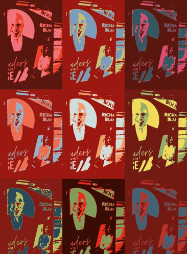a colorful collage of richa blair 's faces