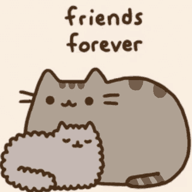 a cartoon cat with the words friends forever