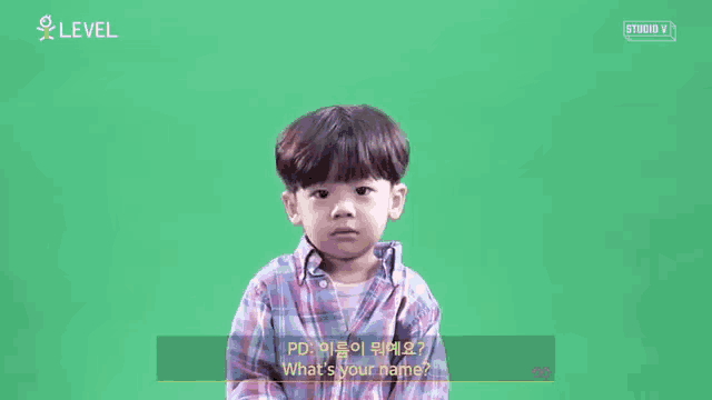 a little boy in a plaid shirt says baul