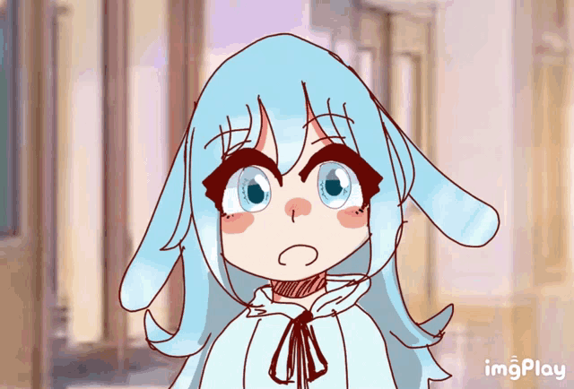 a drawing of a girl with bunny ears and the words imgplay below it