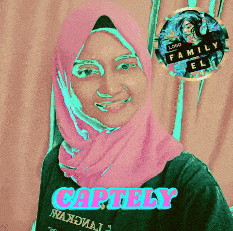 a woman wearing a pink hijab and a black shirt that says ' captely ' on it