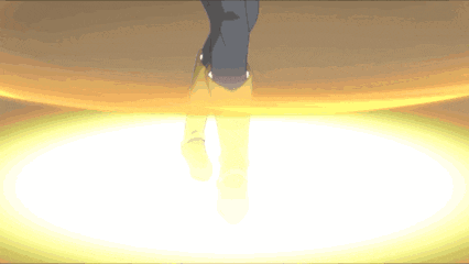 a person is standing in a circle with a glowing light around them