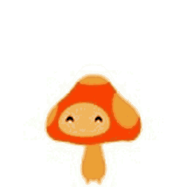 a cartoon illustration of a mushroom with a red cap and a yellow stem .