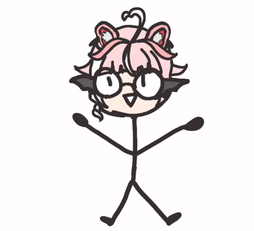 a stick figure with glasses and a cat ear