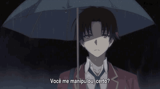 a man holding an umbrella with the words você me manipulou certo written below him