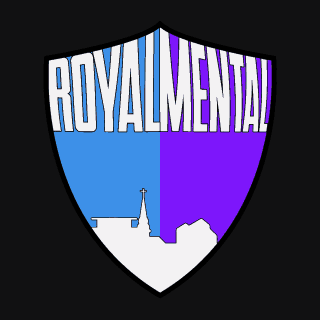 a blue and purple shield with the word royalmental